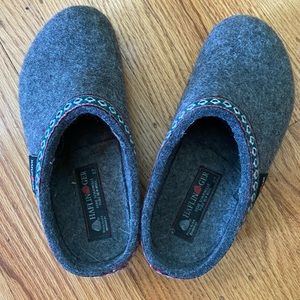 Haflinger Wool Clogs with Bavarian trim in grey
